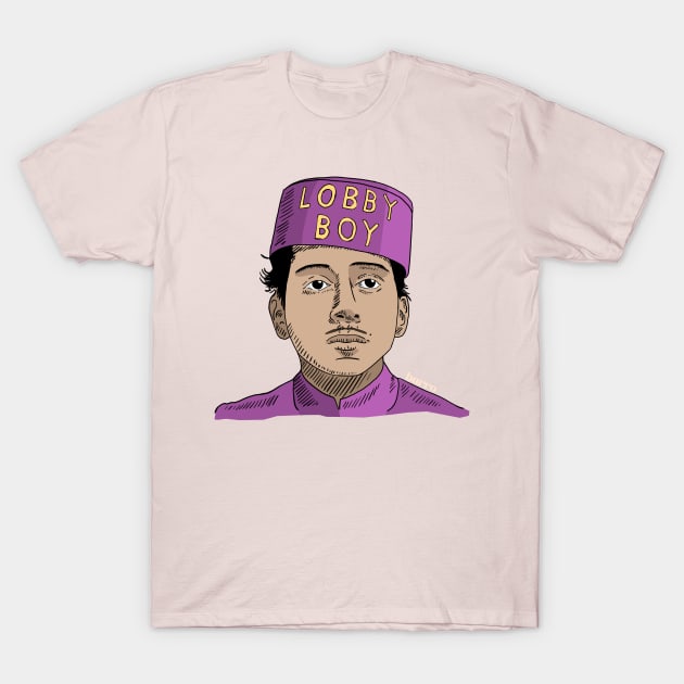 Wes Anderson's Lobby Boy Illustration by Burro T-Shirt by burrotees